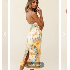 Selfie Leslie cowl neck tye dye midi dress